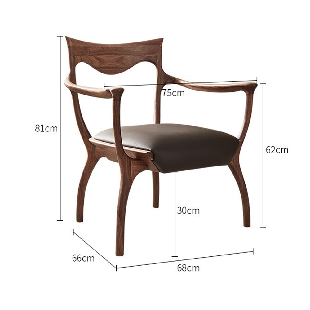 Стул деревянный с мягким сиденьем из коричневой натуральной кожи Moon Walnut Furniture Стул деревянный с мягким сиденьем из коричневой натуральной кожи Moon Walnut Furniture в Барнауле
