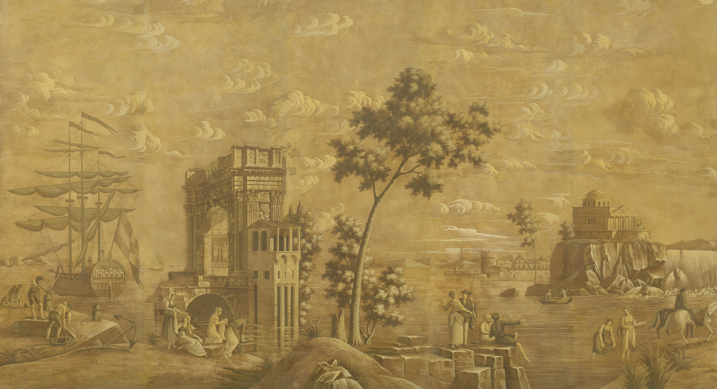 Обои ручная роспись Views of Italy Sepia Обои ручная роспись Views of Italy Sepia - постер Loft-Concept в Барнауле