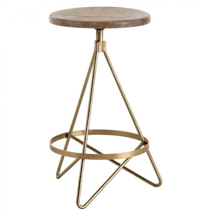 Барный стул Industrial Vintage Brass Iron Swivel Bar Stool Золотой Коричневый Барный стул Industrial Vintage Brass Iron Swivel Bar Stool Золотой Коричневый в Барнауле | Loft Concept