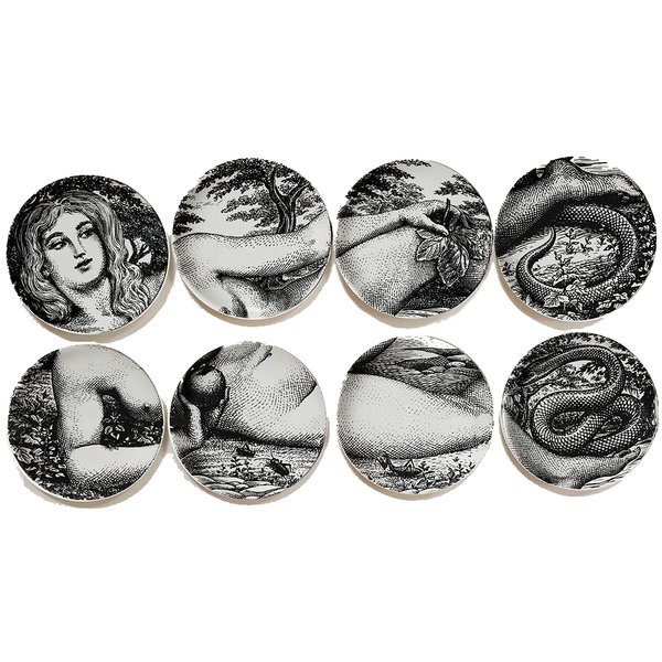 Тарелки FORNASETTI SET OF 8 "EVA" Черный Тарелки FORNASETTI SET OF 8 "EVA" Черный в Барнауле | Loft Concept