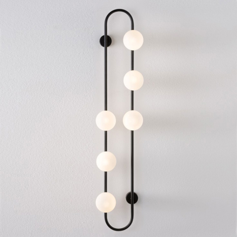 Бра HOOP WALL Lamp Black 6 Черный Белый в Барнауле | Loft Concept 