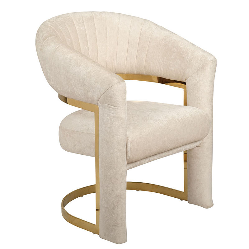 Полукресло Valbonne Chair cream velour Кремовый Глянцевое золото Полукресло Valbonne Chair cream velour Кремовый Глянцевое золото в Барнауле | Loft Concept