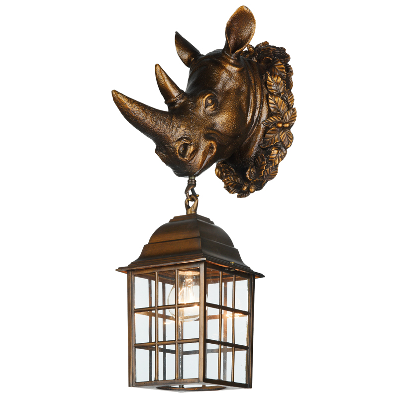 Уличный светильник Rhinoceros Lantern Темная бронза Прозрачное Стекло в Барнауле | Loft Concept 