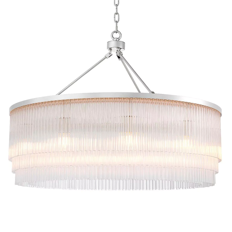 Люстра Eichholtz Chandelier Hector L Nickel Прозрачное Стекло Никель в Барнауле | Loft Concept 