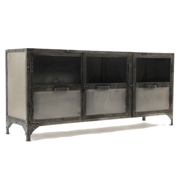 Комод металлический Industrial Steampunk Nickel 3 Door Сoncole Комод металлический Industrial Steampunk Nickel 3 Door Сoncole в Барнауле | Loft Concept