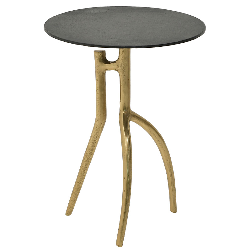 Круглый приставной стол Dawud Side Table Черный Золотой в Барнауле | Loft Concept 