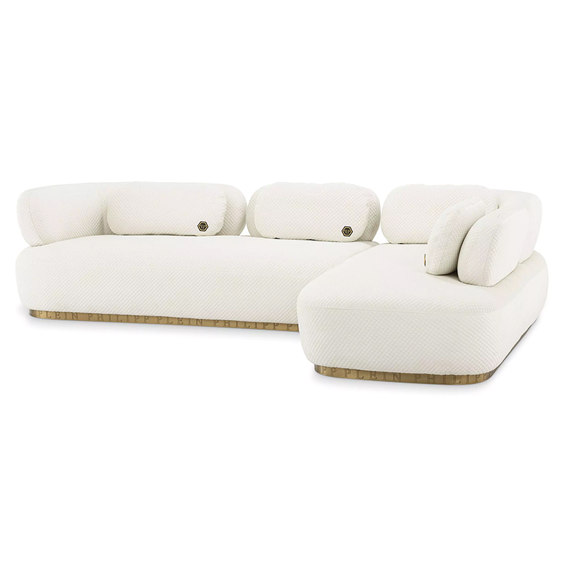 Диван Philipp Plein Sofa Signature Lounge Белый Белый Золотой Диван Philipp Plein Sofa Signature Lounge Белый Белый Золотой в Барнауле | Loft Concept