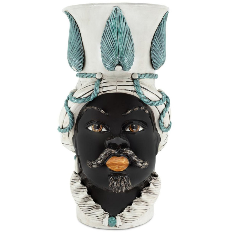 Ваза Vase Moro Man Giant With Leaf Malachite Бежевый Бирюзовый Черный Ваза Vase Moro Man Giant With Leaf Malachite Бежевый Бирюзовый Черный в Барнауле | Loft Concept