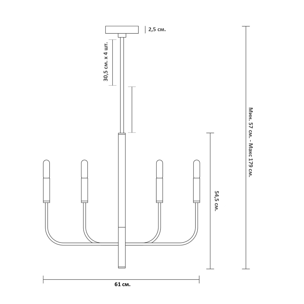 Люстра с 6-ю лампами Chandelier with Seamless Curve в Барнауле