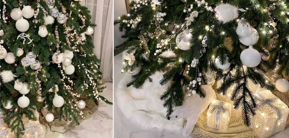 Дизайнерская Елка с Белым Декором Christmas Tree White Balls Дизайнерская Елка с Белым Декором Christmas Tree White Balls - Loft-Concept в Барнауле