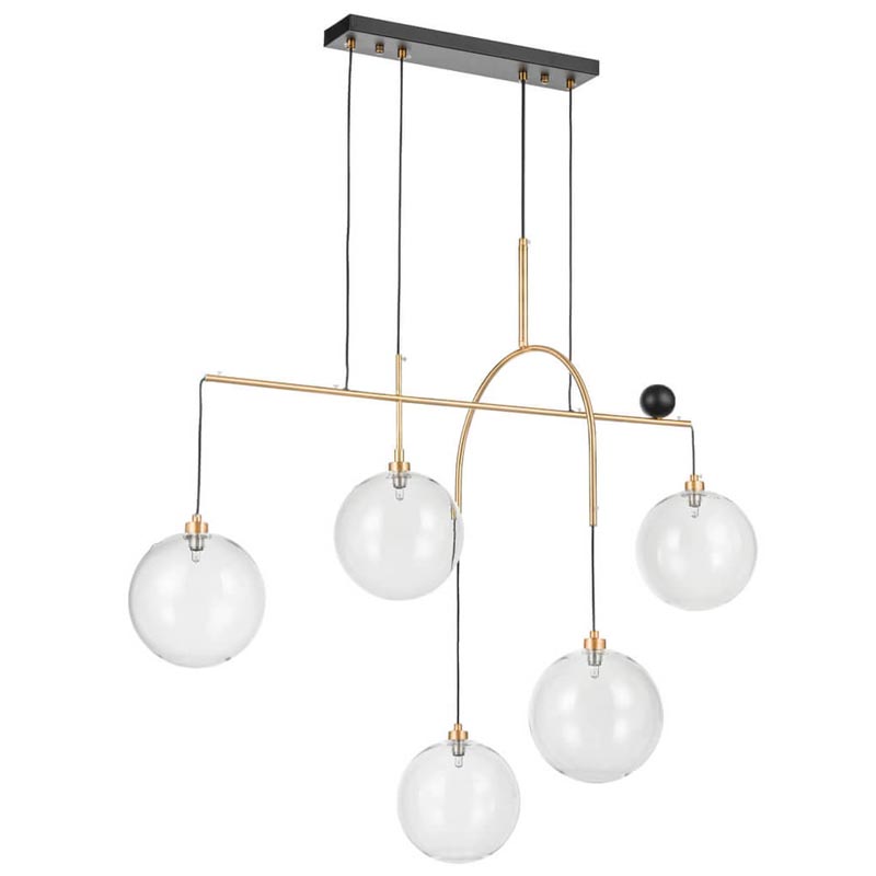 Люстра Five Hanging Balls Chandelier Золотой Прозрачный Черный Люстра Five Hanging Balls Chandelier Золотой Прозрачный Черный в Барнауле | Loft Concept