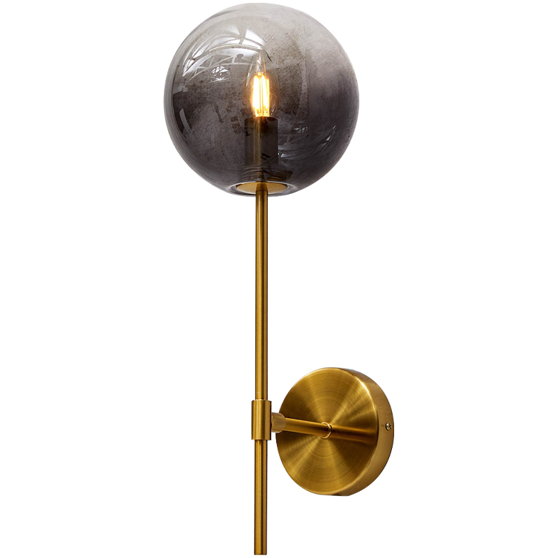Бра стеклянный плафон шар Urmila Wall Lamp Серое стекло Золотой Серый в Барнауле | Loft Concept 