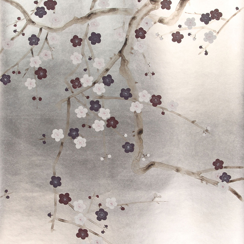 Обои ручная роспись Plum Blossom Lavender on Tarnished Silver gilded paper Обои ручная роспись Plum Blossom Lavender on Tarnished Silver gilded paper в Барнауле | Loft Concept