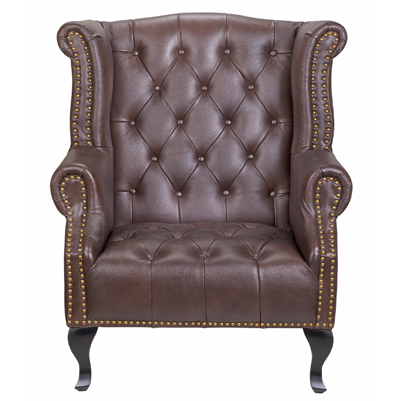 Кресло из натуральной кожи на 4-х деревянных ножках из массива бука Thomas Armchair brown Коричневый Черный Кресло из натуральной кожи на 4-х деревянных ножках из массива бука Thomas Armchair brown Коричневый Черный в Барнауле | Loft Concept