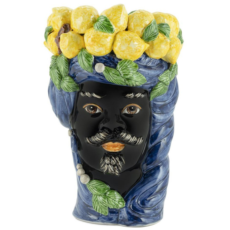 Ваза Vase Lemon Head Man Blue Синий Черный Желтый Зеленый Ваза Vase Lemon Head Man Blue Синий Черный Желтый Зеленый в Барнауле | Loft Concept