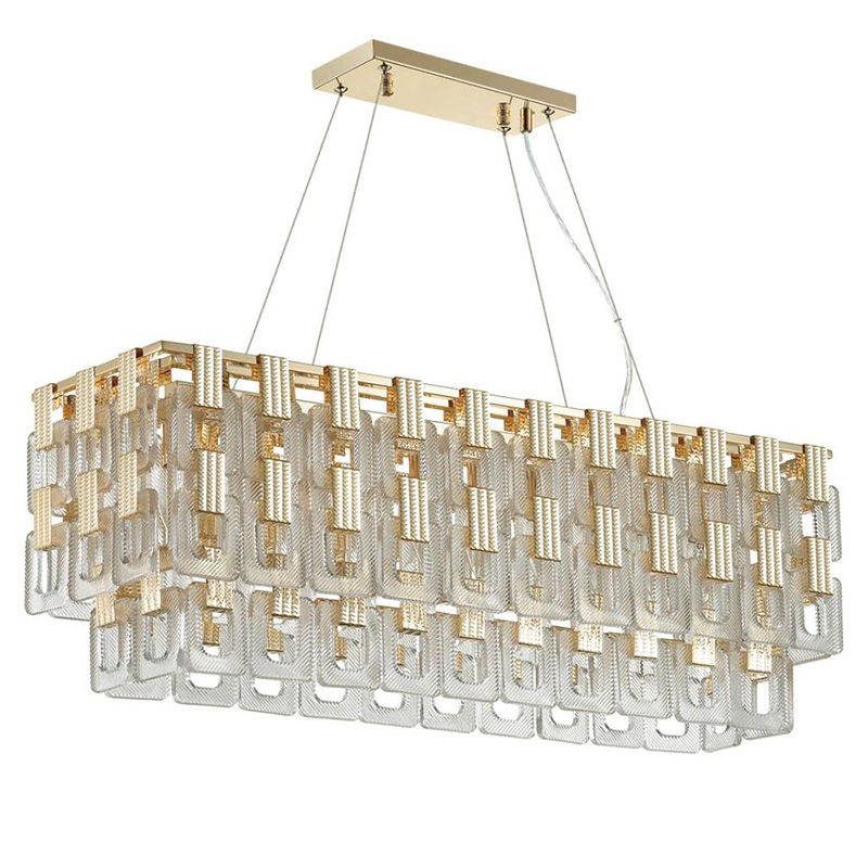Люстра Ribbed Elements Pendant Linear Золотой Прозрачное Стекло Люстра Ribbed Elements Pendant Linear Золотой Прозрачное Стекло в Барнауле | Loft Concept