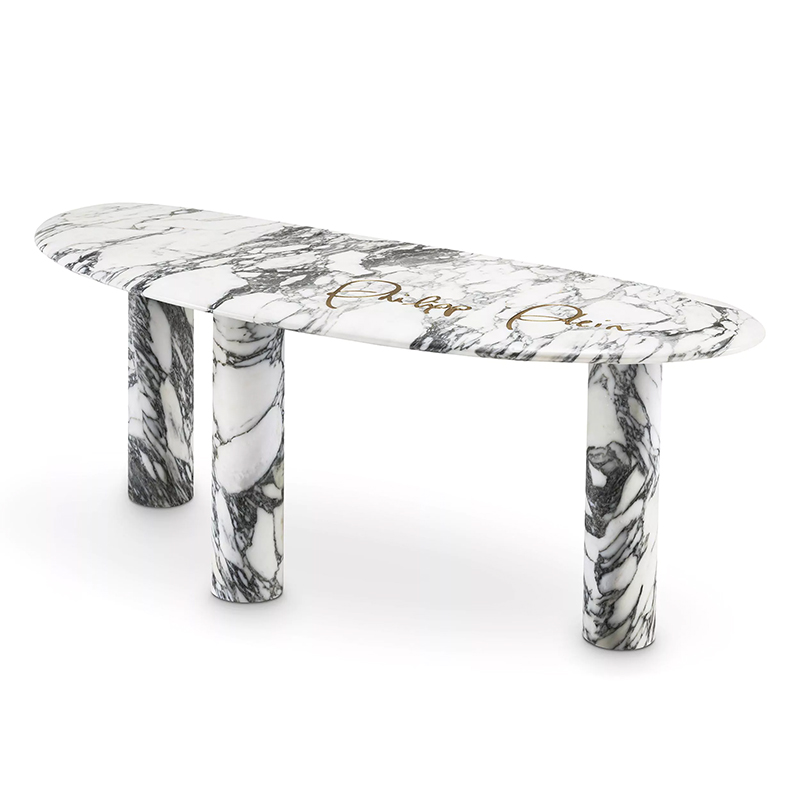 Консоль Philipp Plein Console Table Forte Белый Мрамор Bianco Золотой в Барнауле | Loft Concept 