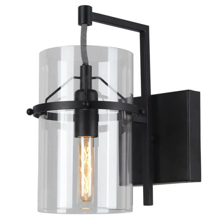 Бра Glass Cylinder Sconces Черный Прозрачный Бра Glass Cylinder Sconces Черный Прозрачный в Барнауле | Loft Concept