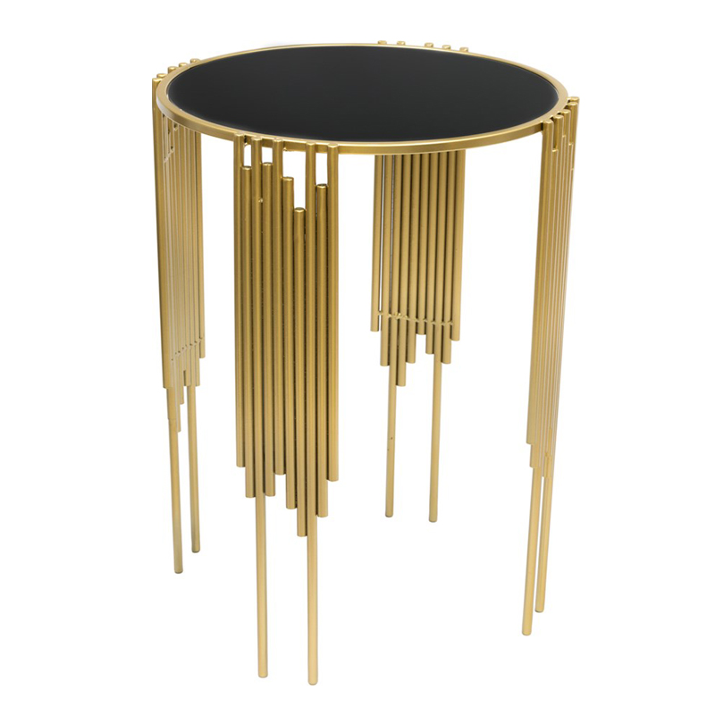 Приставной стол Interior Table черное стекло Черный Золотой Приставной стол Interior Table черное стекло Черный Золотой в Барнауле | Loft Concept
