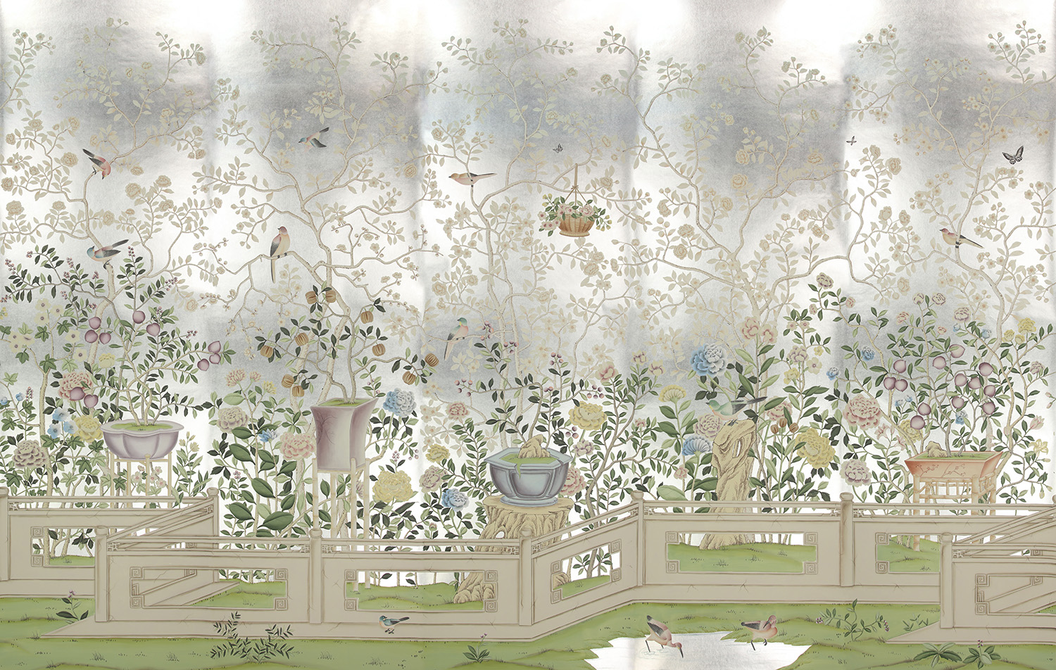 Обои ручная роспись Temple Newsam White Gold gilded silk Обои ручная роспись Temple Newsam White Gold gilded silk - постер Loft-Concept в Барнауле