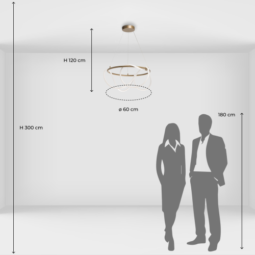 Люстра подвесная круглая золотого цвета с белыми изогнутыми световыми линиями Luke Lampco Tracer Lamp в Барнауле