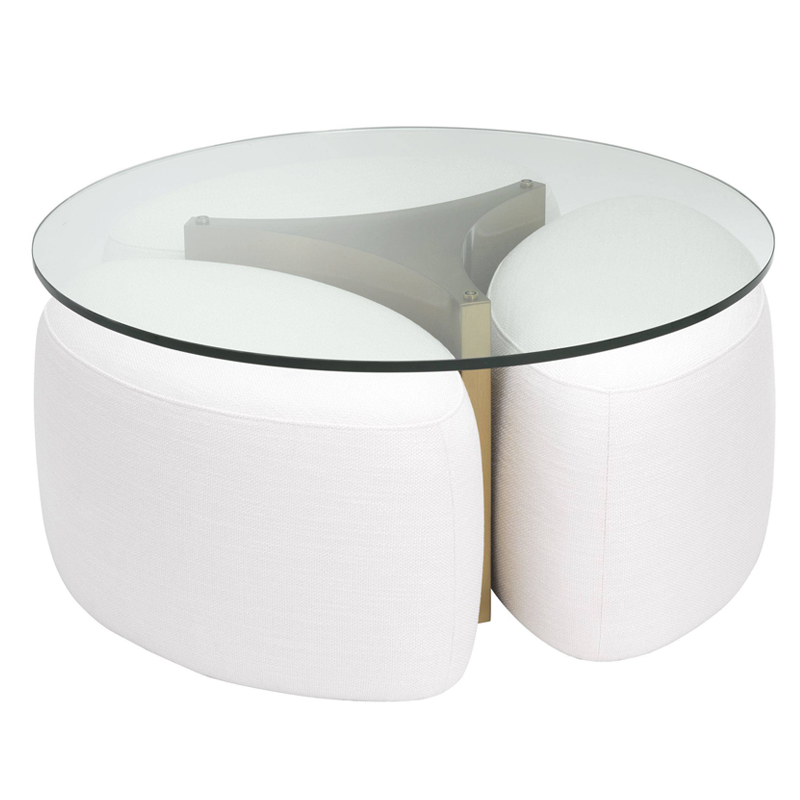 Кофейный стол Eichholtz Coffee Table Modus brass Белый Прозрачный Латунь Античная полированная в Барнауле | Loft Concept 