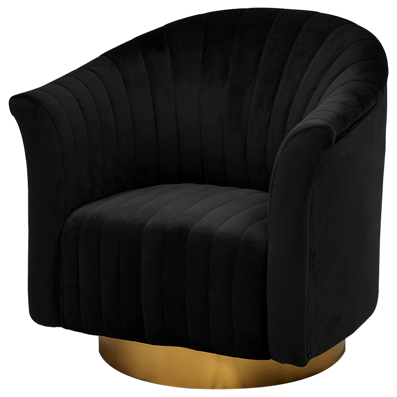Кресло вращающееся в чёрной велюровой обивке Toronto Black Armchair Черный Золотой Кресло вращающееся в чёрной велюровой обивке Toronto Black Armchair Черный Золотой в Барнауле | Loft Concept