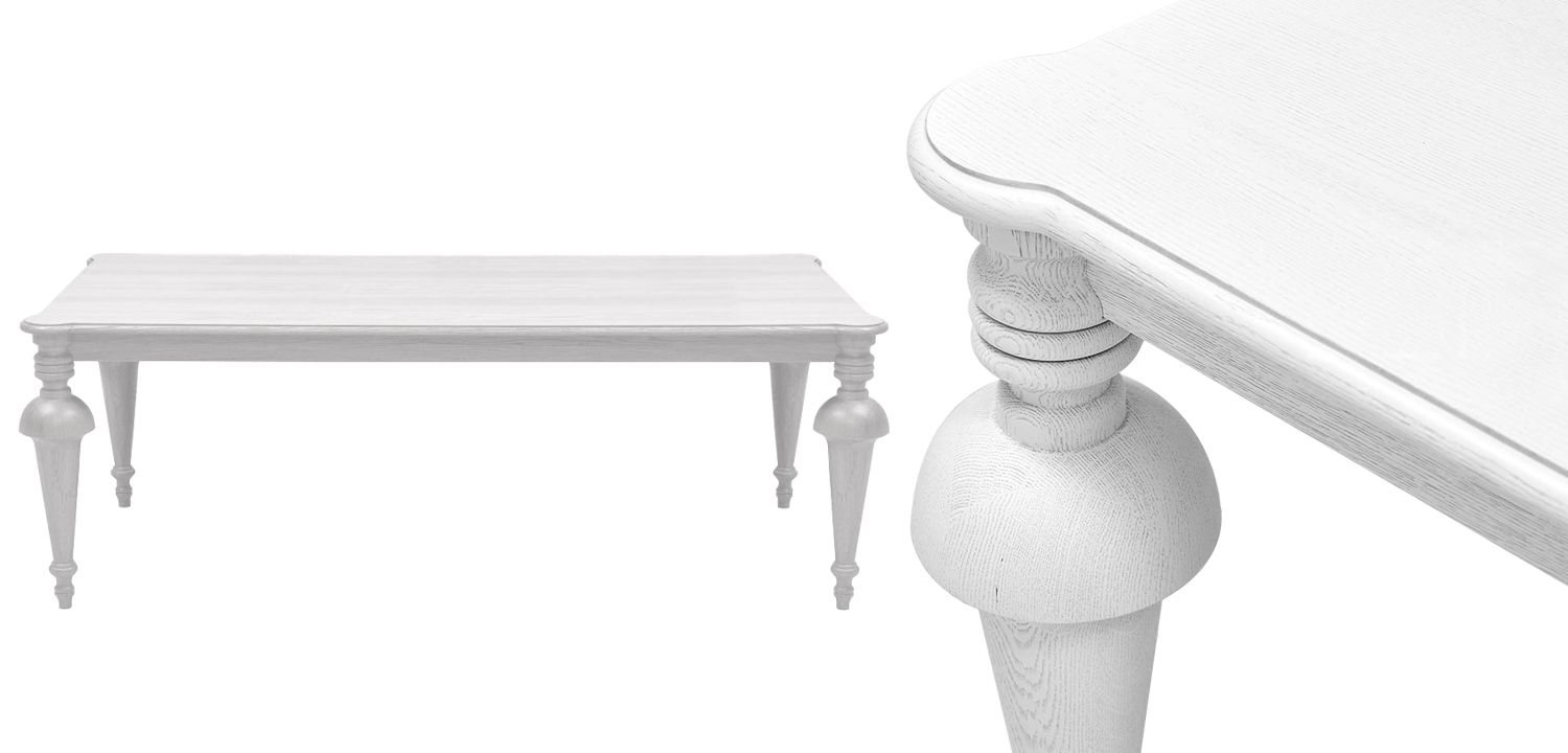 Обеденный деревянный стол Kelise White Dinner Table Белый - фото