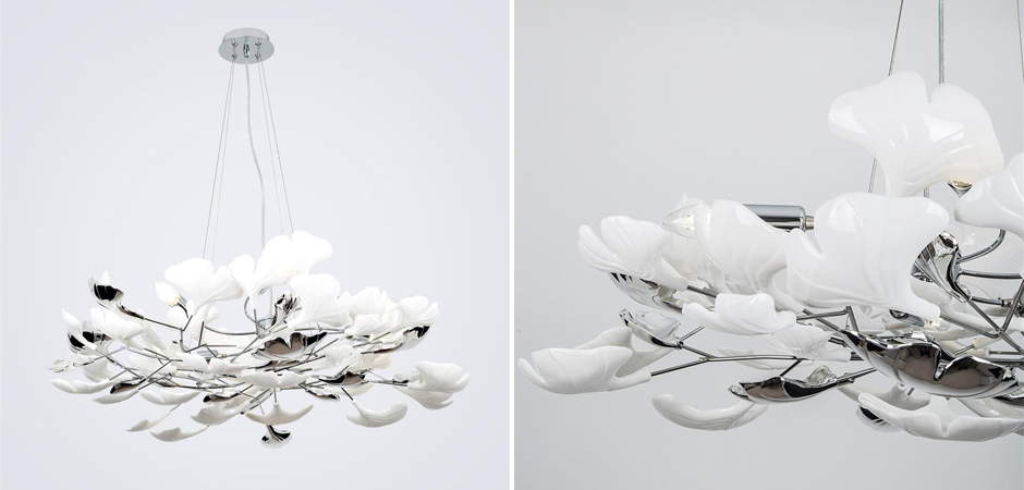 Декоративная люстра Wintery flover Silver с Белыми плафонами Декоративная люстра Wintery flover Silver с Белыми плафонами - Loft-Concept в Барнауле