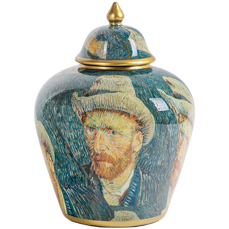Ваза с крышкой Vincent Van Gogh Vase Изумрудный Золотой Бежевый Мульти Ваза с крышкой Vincent Van Gogh Vase Изумрудный Золотой Бежевый Мульти в Барнауле | Loft Concept