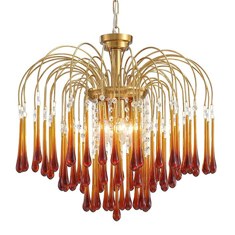 Дизайнерская люстра Amber Drops Chandelier Золотой Янтарный Дизайнерская люстра Amber Drops Chandelier Золотой Янтарный в Барнауле | Loft Concept