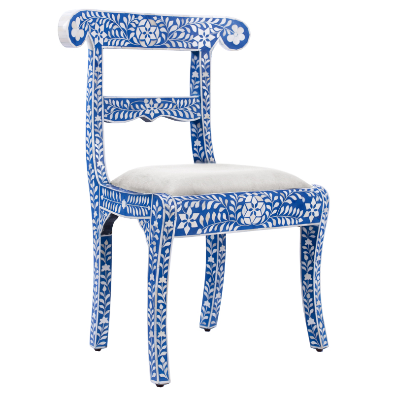 Стул инкрустация костью Bone Inlay Chairs синий Белый Синий Молочный Стул инкрустация костью Bone Inlay Chairs синий Белый Синий Молочный в Барнауле | Loft Concept