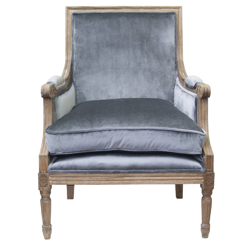 Кресло William Classical Armchair grey velvet Серый Коричневый Кресло William Classical Armchair grey velvet Серый Коричневый в Барнауле | Loft Concept