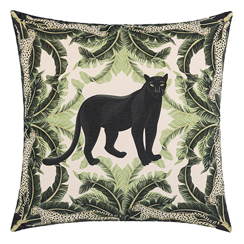 Декоративная подушка Черная Пантера Black Panther Cushion Бежевый Черный Зеленый Декоративная подушка Черная Пантера Black Panther Cushion Бежевый Черный Зеленый в Барнауле | Loft Concept