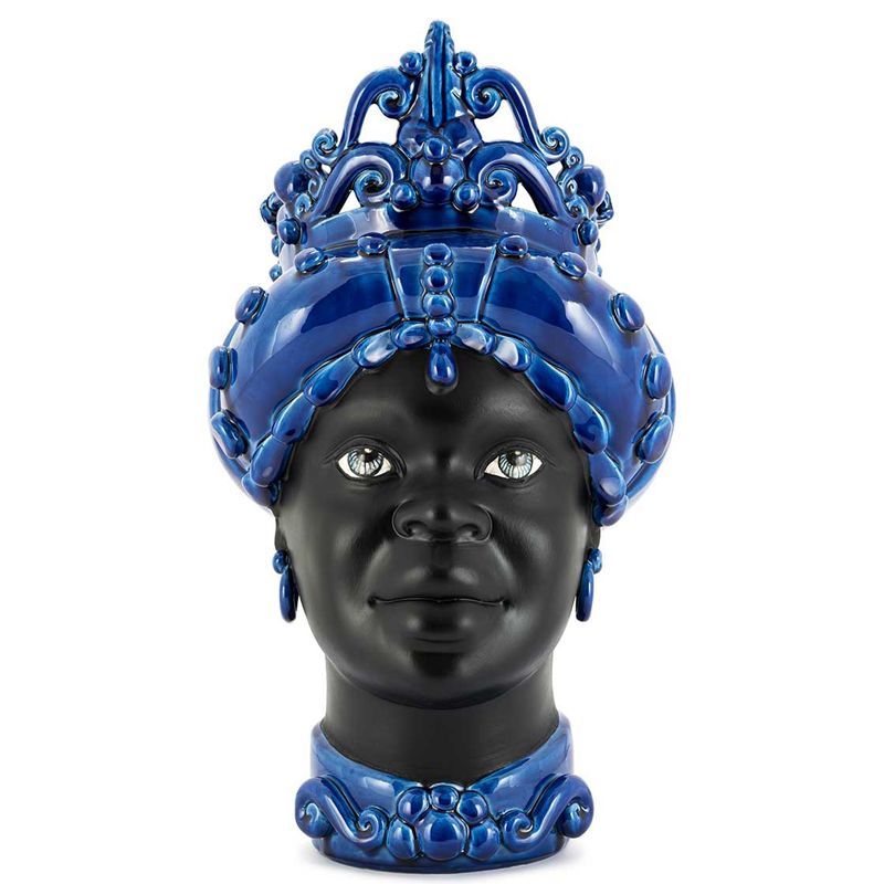 Ваза VASE MORO LADY MED. MAT Blue Черный Синий Ваза VASE MORO LADY MED. MAT Blue Черный Синий в Барнауле | Loft Concept