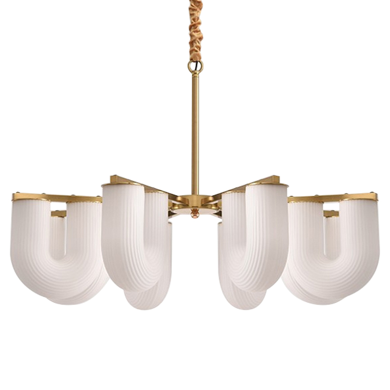 Люстра Berthe Arch Chandelier 8 плафонов Белое матовое стекло Латунь Хром Люстра Berthe Arch Chandelier 8 плафонов Белое матовое стекло Латунь Хром в Барнауле | Loft Concept