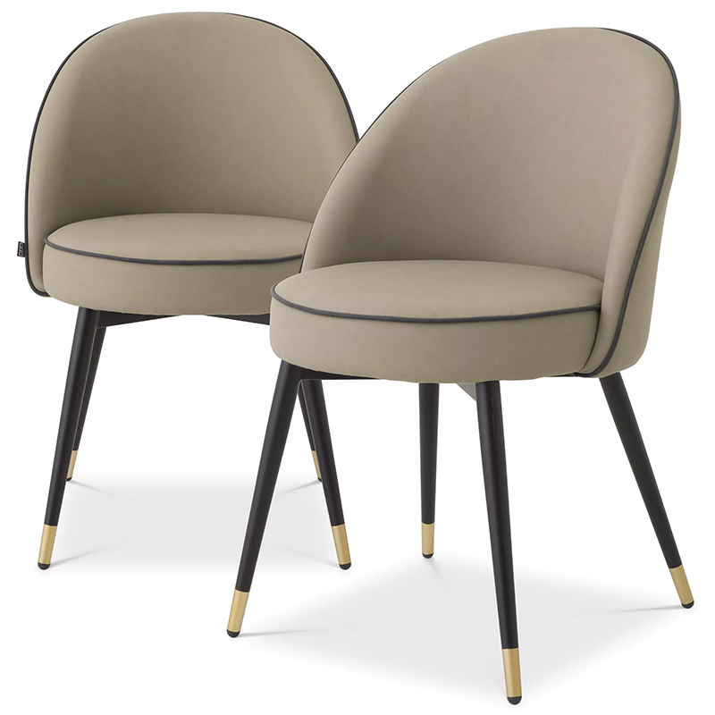 Комплект из двух стульев Eichholtz Dining Chair Cooper Set of 2 Beige Бежевый Черный Латунь Комплект из двух стульев Eichholtz Dining Chair Cooper Set of 2 Beige Бежевый Черный Латунь в Барнауле | Loft Concept