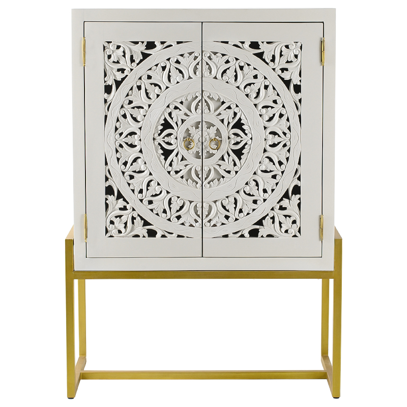 Буфет с резными дверцами Ceara Lace Cabinet Белый Золотой Буфет с резными дверцами Ceara Lace Cabinet Белый Золотой в Барнауле | Loft Concept