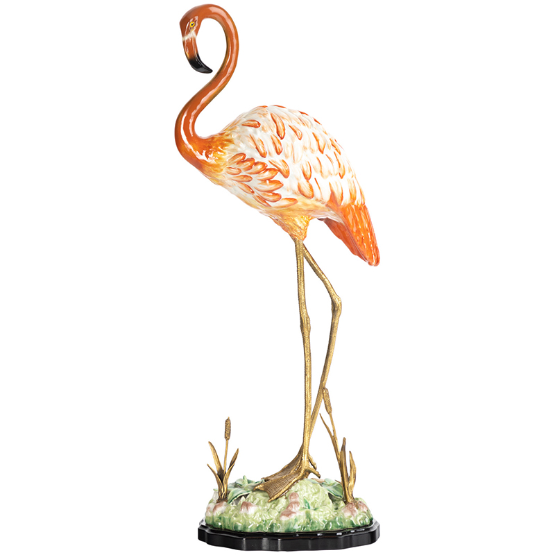 Декоративная статуэтка Flamingos Porcelain Statuette Красный Зеленый Бронза в Барнауле | Loft Concept 