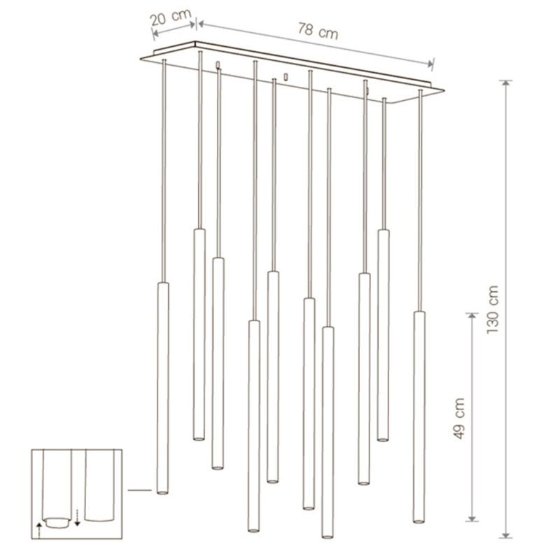Светильник Trumpet Rectangle Gold 10 плафонов Светильник Trumpet Rectangle Gold 10 плафонов в Барнауле