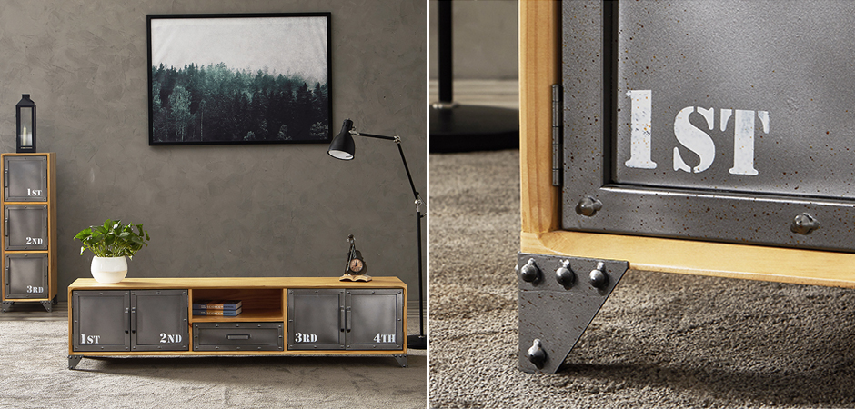 ТВ-тумба Loft Metal and Wood Quadruple ТВ-тумба Loft Metal and Wood Quadruple - Loft-Concept в Барнауле