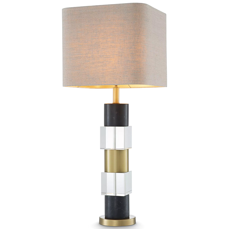 Настольная лампа Eichholtz Table Lamp Black Marble Черный Латунь Прозрачное Стекло Бежево-серый в Барнауле | Loft Concept 