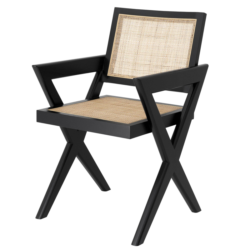 Стул Eichholtz Dining Chair Augustin black Черный Бежевый Стул Eichholtz Dining Chair Augustin black Черный Бежевый в Барнауле | Loft Concept