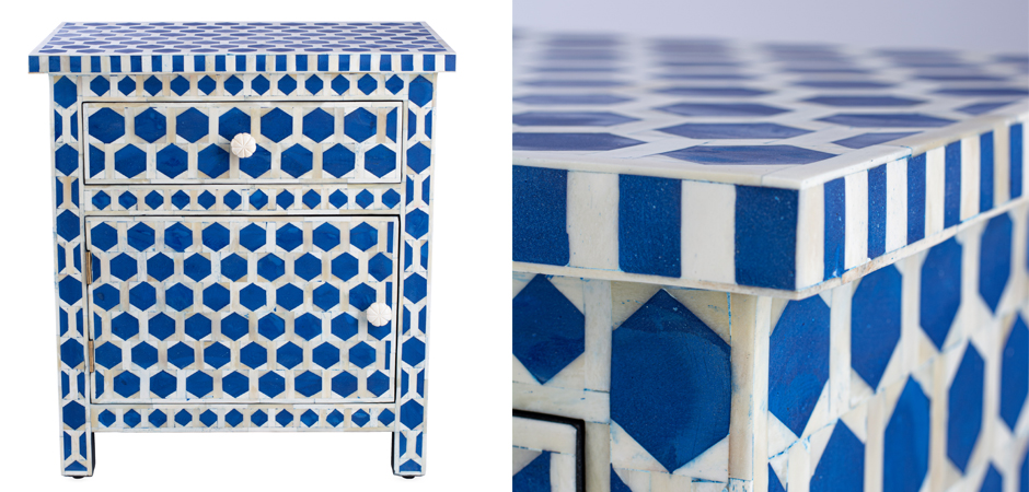 Тумба Midnight Blue Hexagon inlay cupboard 2 Drawer Тумба Midnight Blue Hexagon inlay cupboard 2 Drawer - Loft-Concept в Барнауле