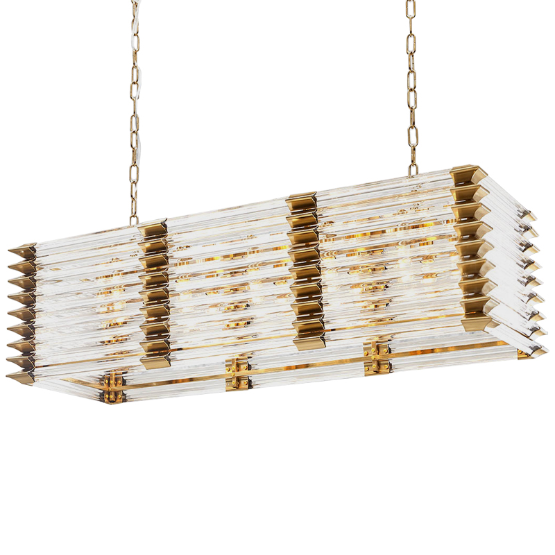 Люстра прямоугольная стеклянная Tadesse Glass Chandelier Золотой Прозрачное Стекло Люстра прямоугольная стеклянная Tadesse Glass Chandelier Золотой Прозрачное Стекло в Барнауле | Loft Concept