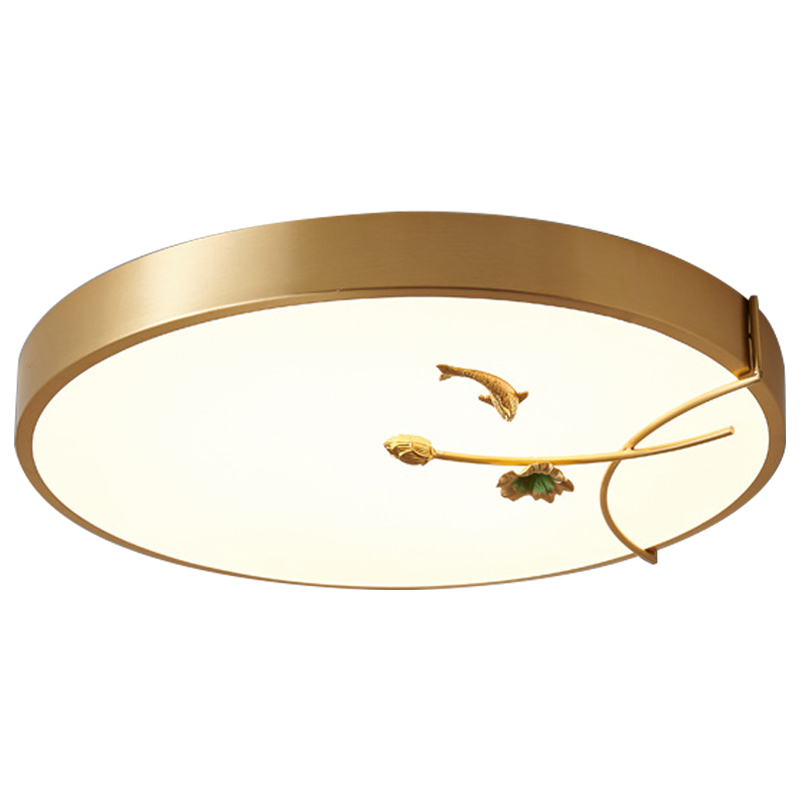 Круглый потолочный светильник Gold Fish Round Ceiling Lamp Золотой Золотой Белый Зеленый Круглый потолочный светильник Gold Fish Round Ceiling Lamp Золотой Золотой Белый Зеленый в Барнауле | Loft Concept