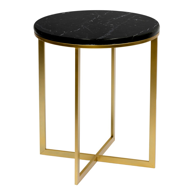 Приставной стол Round Table Marble black Золотой Черный Мрамор Nero Приставной стол Round Table Marble black Золотой Черный Мрамор Nero в Барнауле | Loft Concept