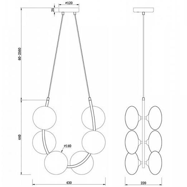Люстра Marcan 6 Ball Chandelier Black в Барнауле