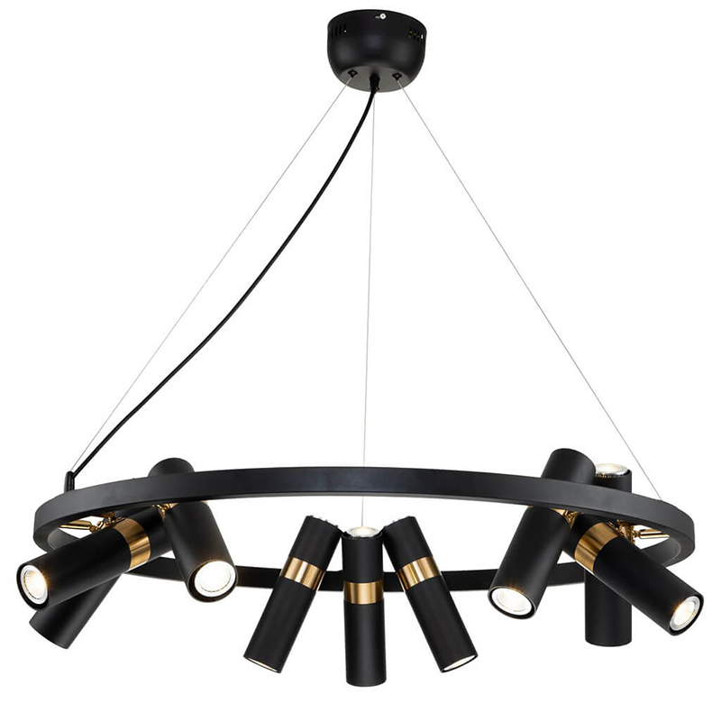 Люстра Rickon Chandelier Spot 18 Черный Золотой Люстра Rickon Chandelier Spot 18 Черный Золотой в Барнауле | Loft Concept