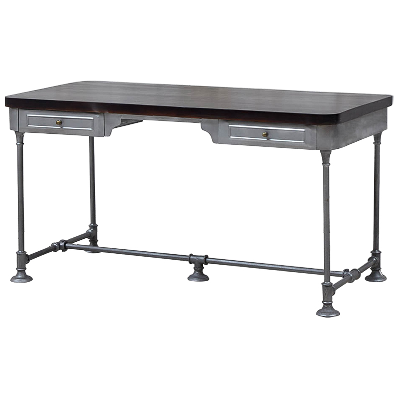 Рабочий стол Iston Metal Wood Desk Серый Коричневый Латунь Рабочий стол Iston Metal Wood Desk Серый Коричневый Латунь в Барнауле | Loft Concept